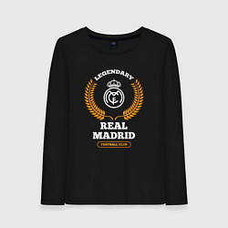 Лонгслив хлопковый женский Лого Real Madrid и надпись Legendary Football Club, цвет: черный