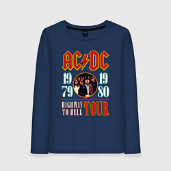 Лонгслив хлопковый женский ACDC HIGHWAY TO HELL TOUR, цвет: тёмно-синий