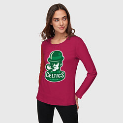 Лонгслив хлопковый женский Celtics Team, цвет: маджента — фото 2