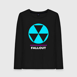Лонгслив хлопковый женский Символ Fallout в неоновых цветах, цвет: черный