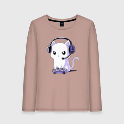 Женский лонгслив Котёнок игроман The kitten is a gambler