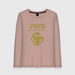 Лонгслив хлопковый женский FIVB ВОЛЕЙБОЛ ЛОГО, цвет: пыльно-розовый