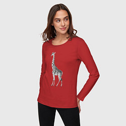 Лонгслив хлопковый женский Грация жирафа, цвет: красный — фото 2