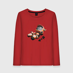 Лонгслив хлопковый женский Падающий робот с логотипом, цвет: красный
