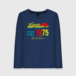 Лонгслив хлопковый женский Vintage est 1975 Limited Edition, цвет: тёмно-синий