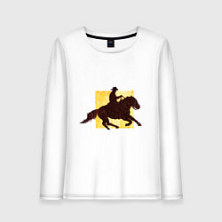 Лонгслив хлопковый женский Конный Спорт Вестерн, цвет: белый