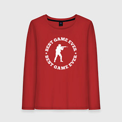 Лонгслив хлопковый женский Символ Counter Strike и круглая надпись Best Game, цвет: красный