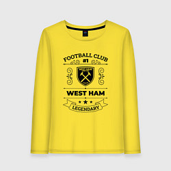 Лонгслив хлопковый женский West Ham: Football Club Number 1 Legendary, цвет: желтый