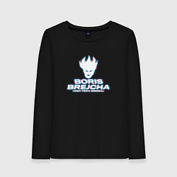 Лонгслив хлопковый женский Борис Брейча глитч эффект, цвет: черный