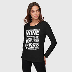 Лонгслив хлопковый женский Чжун Ли Цитата OSMANTHUS WINE Genshin Impact, цвет: черный — фото 2