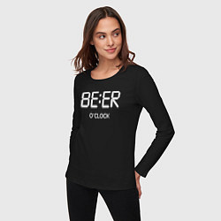 Лонгслив хлопковый женский Beer oclock Пивной час, цвет: черный — фото 2