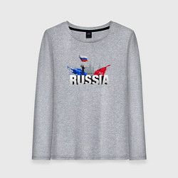 Женский лонгслив Russia объемный текст