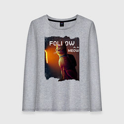 Лонгслив хлопковый женский STRAY FOLLOW MEOW, цвет: меланж