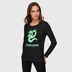 Лонгслив хлопковый женский Альфа легион винтаж лого гидра, цвет: черный — фото 2
