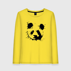 Лонгслив хлопковый женский Прикольный панда - клякса, цвет: желтый