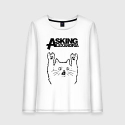 Лонгслив хлопковый женский Asking Alexandria - rock cat, цвет: белый