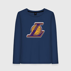 Лонгслив хлопковый женский ЛА Лейкерс объемное лого, цвет: тёмно-синий