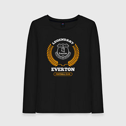 Лонгслив хлопковый женский Лого Everton и надпись legendary football club, цвет: черный