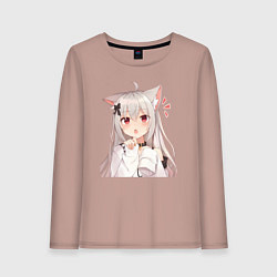 Лонгслив хлопковый женский Неко кошка-девочка, цвет: пыльно-розовый