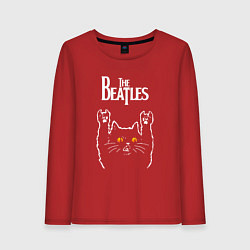 Лонгслив хлопковый женский The Beatles rock cat, цвет: красный