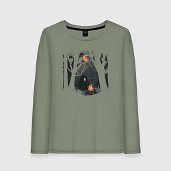 Женский лонгслив Оранжевая луна и песни под гитару