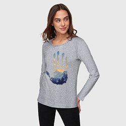 Лонгслив хлопковый женский Отпечаток ладони Кратоса, цвет: меланж — фото 2