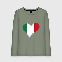 Лонгслив хлопковый женский Сердце - Италия, цвет: авокадо
