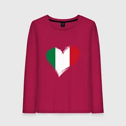 Лонгслив хлопковый женский Сердце - Италия, цвет: маджента