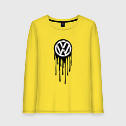 Лонгслив хлопковый женский Volkswagen - art logo, цвет: желтый