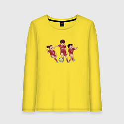 Лонгслив хлопковый женский Женский футбол, цвет: желтый