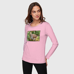 Лонгслив хлопковый женский Кукушка в ветках ели, цвет: светло-розовый — фото 2