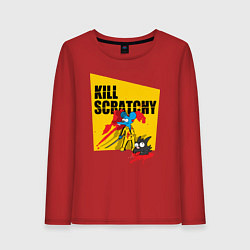 Лонгслив хлопковый женский Убить Царапку - шутка!, цвет: красный