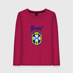 Лонгслив хлопковый женский Brasil Football, цвет: маджента