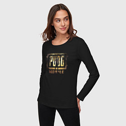 Лонгслив хлопковый женский PUBG Mobile - gold theme, цвет: черный — фото 2