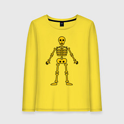 Лонгслив хлопковый женский Жёлтый скелетик, цвет: желтый