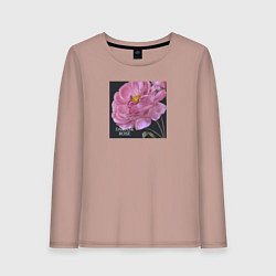 Лонгслив хлопковый женский Векторная роза, цвет: пыльно-розовый