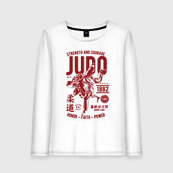 Лонгслив хлопковый женский Дзюдо единоборства, цвет: белый