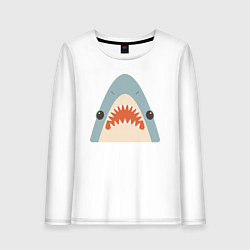 Лонгслив хлопковый женский Милая маленькая акула, цвет: белый
