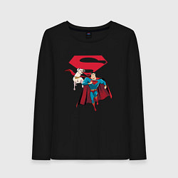 Женский лонгслив Крипто и Супермен с лого DC Лига Суперпитомцы