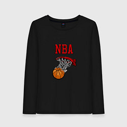 Лонгслив хлопковый женский Basketball - NBA logo, цвет: черный