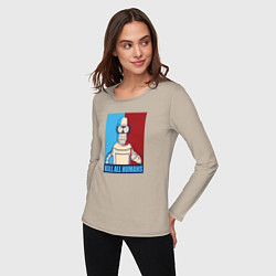 Лонгслив хлопковый женский Bender Futurama, цвет: миндальный — фото 2