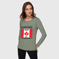 Лонгслив хлопковый женский Федерация хоккея Канады, цвет: авокадо — фото 2