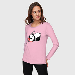 Лонгслив хлопковый женский Дрыхнущая панда, цвет: светло-розовый — фото 2