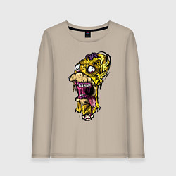 Лонгслив хлопковый женский Homer Simpson - zombie - Halloween, цвет: миндальный