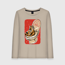 Женский лонгслив Кот на унитазе