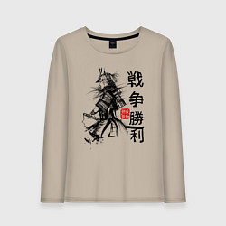 Женский лонгслив Самурай с мечом в шлеме