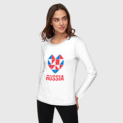 Лонгслив хлопковый женский Россия в моём сердце, цвет: белый — фото 2