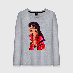 Лонгслив хлопковый женский Мисато Кацураги ahegao, цвет: меланж