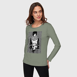 Лонгслив хлопковый женский Химено, цвет: авокадо — фото 2