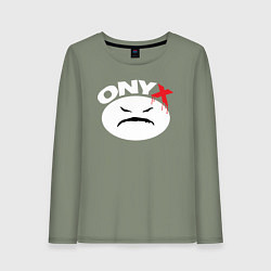 Лонгслив хлопковый женский Onyx logo white, цвет: авокадо